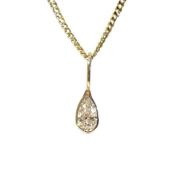 Solid 14k Diamond Pendant 15 x 4 mm. - Picture 2 of 4